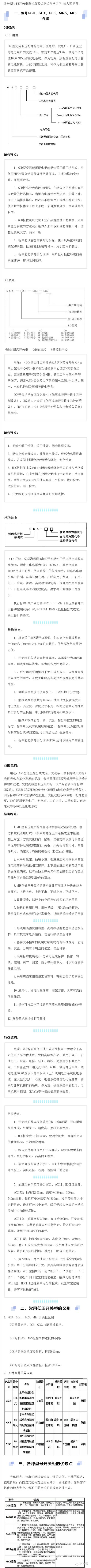低電壓開關(guān)柜每個型號概述、用途、優(yōu)點和缺點
